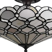 Black and Gray Two Light Tiffany Style Semi Flush Dimmable Ceiling LIght