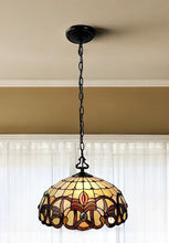 16" Tiffany Style Stained Glass Two Light Glass Dimmable Ceiling Light