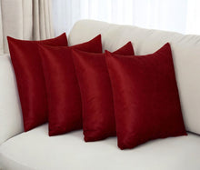 Set Of Four 18" X 18" Claret Red Polyester Zippered Pillow Cover