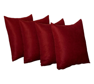 Set Of Four 18" X 18" Claret Red Polyester Zippered Pillow Cover