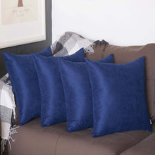 Set Of Four 20" X 20" Navy Blue Polyester Zippered Pillow Cover