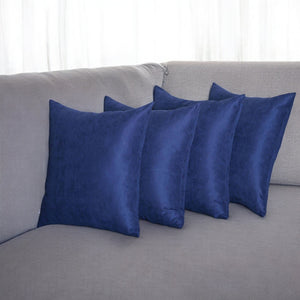 Set Of Four 20" X 20" Navy Blue Polyester Zippered Pillow Cover