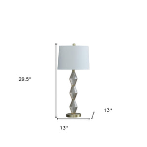 30" Brushed Gold Geo Glass Table Lamp With Shade