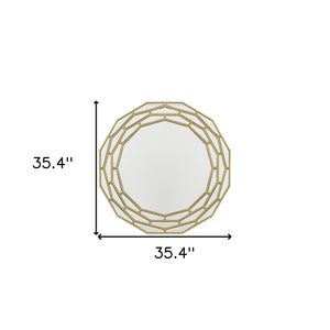 35" Gold Round Framed Accent Mirror