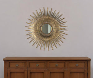 28" Gold Sunburst Iron Framed Accent Mirror