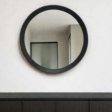 20" Black Round Wood Framed Accent Mirror