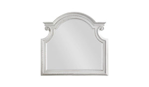 43" White Abstract Wood Framed Mounted Dresser Mirror