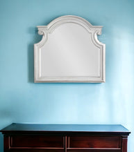 43" White Abstract Wood Framed Mounted Dresser Mirror