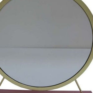 19" Brass Round Metal Framed Freestanding Mirror