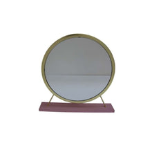 19" Brass Round Metal Framed Freestanding Mirror