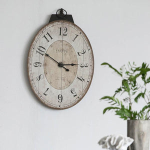 18" Oval Ivory Wood Analog Wall Clock