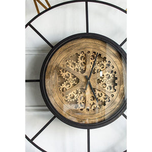 56" Circle Copper Metal and Glass Analog Exposed Gear Wall Clock