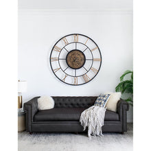 56" Circle Copper Metal and Glass Analog Exposed Gear Wall Clock