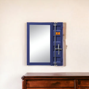 32" Blue Metal Framed Dresser Mirror