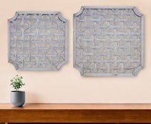 Set of Two 27" X 27" Gray Geometric Solid Wood Wall Decor