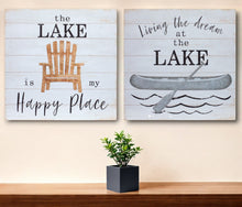 Set of Two 16" X 16" White Black and Gray Lake Framed Art