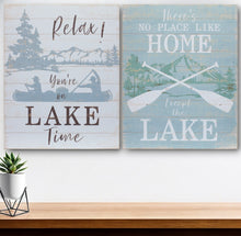 Set of Two 20" X 16" White Black and Blue Trees and Lake Wood Framed Art