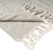 50" X 60" Gray Woven Cotton Herringbone Throw Blanket with Fringe