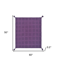 50" X 60" Purple Woven Cotton Throw Blanket with Tassels