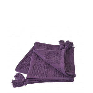 50" X 60" Purple Woven Cotton Throw Blanket with Tassels