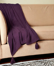 50" X 60" Purple Woven Cotton Throw Blanket with Tassels