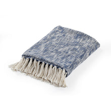 50" X 60" Blue and White Woven Cotton Throw Blanket with Fringe