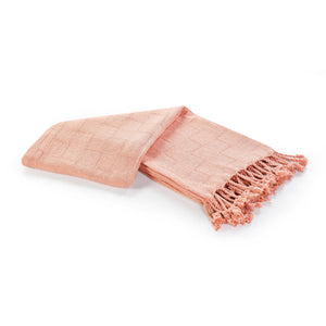 50" X 60" Pink Woven Cotton Throw Blanket with Fringe