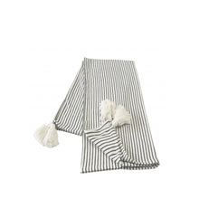 50" X 60" Black and White Woven Cotton Striped Throw Blanket with Tassels