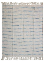 50" X 60" Cream Kantha Cotton Striped Throw Blanket with Embroidery