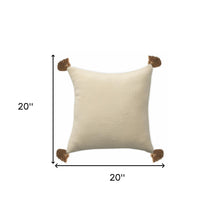 20" X 20" Light Beige And Dark Beige 100% Cotton Zippered Pillow