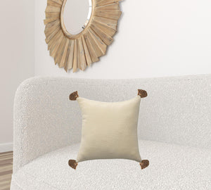 20" X 20" Light Beige And Dark Beige 100% Cotton Zippered Pillow