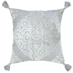 20" X 20" Cream And Beige Viscose Zippered Pillow