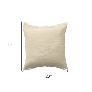 20" X 20" True White 100% Cotton Zippered Pillow