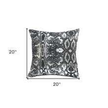 20" X 20" Black And Silver 100% Cotton Animal Print Zippered Pillow