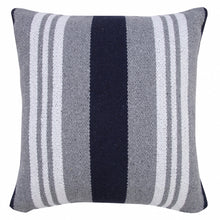 20" X 20" Navy Gray And White 100% Cotton Coastal Zippered Pillow