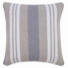 20" X 20" Navy Gray And White 100% Cotton Coastal Zippered Pillow