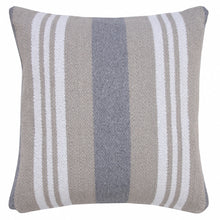 20" X 20" Navy Gray And White 100% Cotton Coastal Zippered Pillow