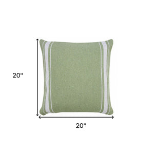 20" X 20" Green And White 100% Cotton Geometric Zippered Pillow