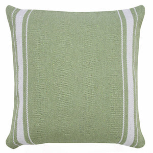 20" X 20" Green And White 100% Cotton Geometric Zippered Pillow