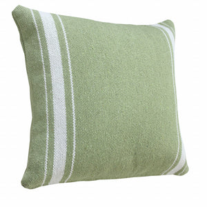 20" X 20" Green And White 100% Cotton Geometric Zippered Pillow