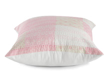 20" X 20" Pink And Off-White 100% Cotton Patchwork Zippered Pillow