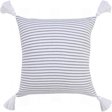 20" X 20" Beige And White 100% Cotton Striped Zippered Pillow