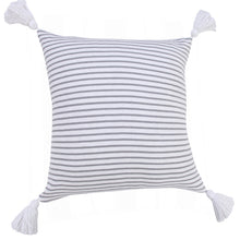 20" X 20" Beige And White 100% Cotton Striped Zippered Pillow