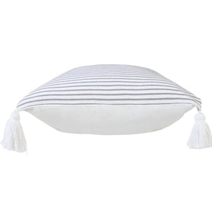 20" X 20" Beige And White 100% Cotton Striped Zippered Pillow