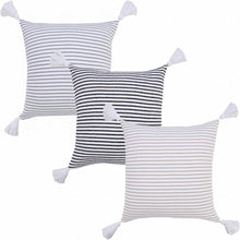 20" X 20" Beige And White 100% Cotton Striped Zippered Pillow