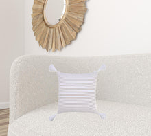 20" X 20" Beige And White 100% Cotton Striped Zippered Pillow