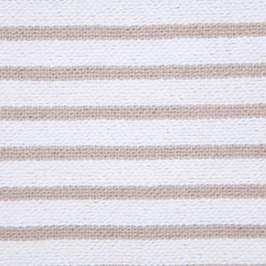 20" X 20" Beige And White 100% Cotton Striped Zippered Pillow