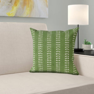 20" X 20" Green And White 100% Cotton Striped Zippered Pillow