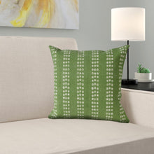 20" X 20" Green And White 100% Cotton Striped Zippered Pillow