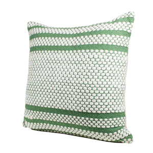 20" X 20" Jade Green And White 100% Cotton Geometric Zippered Pillow